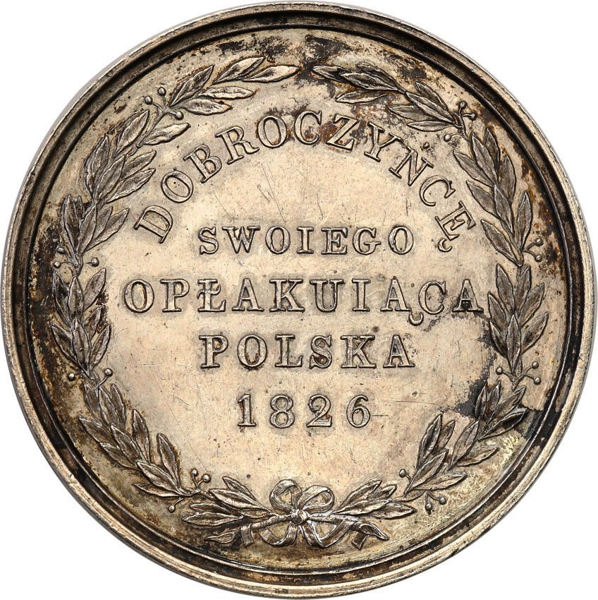 Królestwo Polskie/Rosja. Medal 1826 na śmierć Aleksandra I Polska opłakująca dobroczyńcę swojego, SREBRO